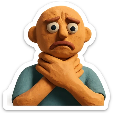 claymation style hands at throat sticker