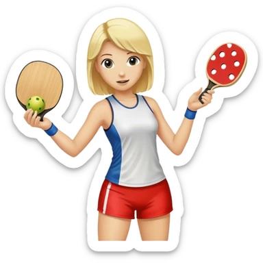 Woman with blond hair playing pickleball sticker