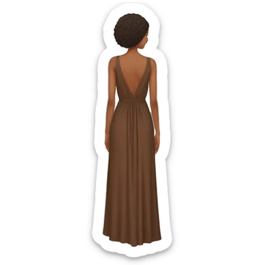 brown maxi dress with open back sticker