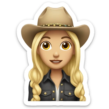Caucasian cowgirl with black hair sticker