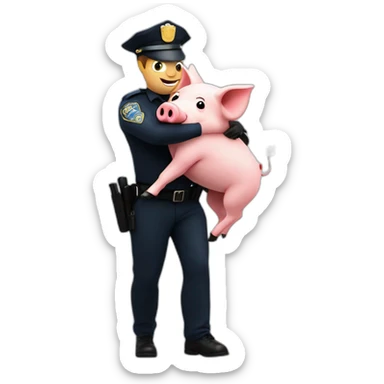 Pig piggyback atop police officer sticker