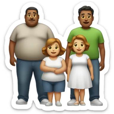 an obese family  sticker