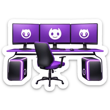 purple gaming setup with two monitors sticker