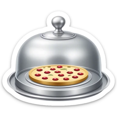 silberner präsentierteller mit haube sticker