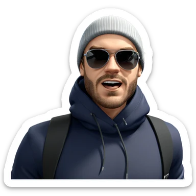 cool guy with sunglasses and bag sticker