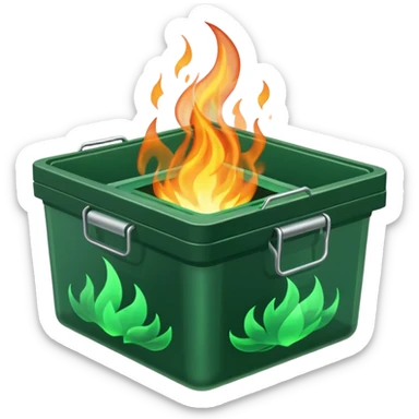 green fire in flat container sticker