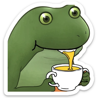frog sipping tea meme style sticker