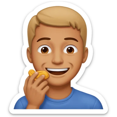 male choking himself with a smile on his face sticker