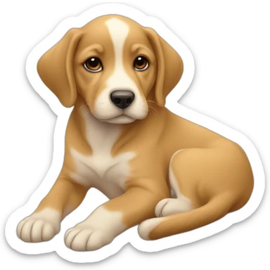 simplistic two color drawing of puppy laying down sticker