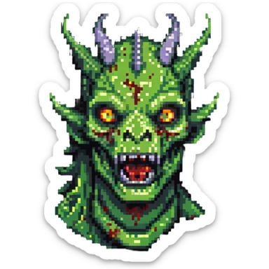 human dragon with a zombie face sticker