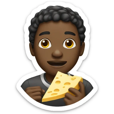 Black guy eating cheese slices sticker