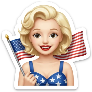 Marilyn Monroe, with american flag sticker