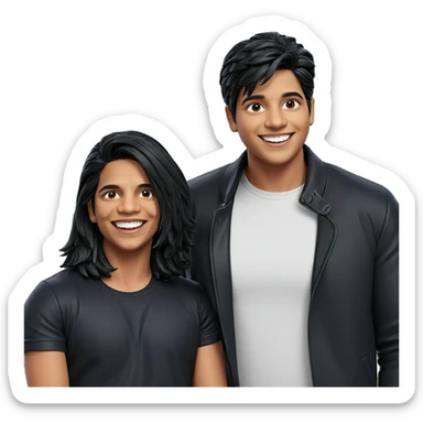 smiling boy in black jacket sticker