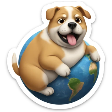 fat dog breaking earth sticker