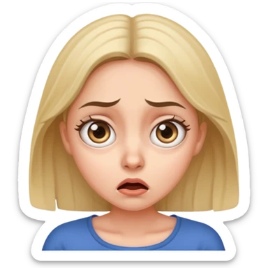 A realistic waist-up portrait of a frightened woman sticker