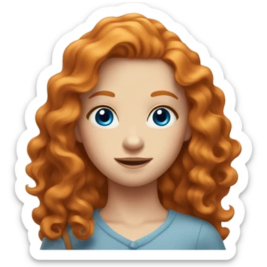 A beautiful ginger girl with wavy hair and blue eyes sticker