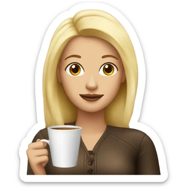 Blonde woman with coffee sticker