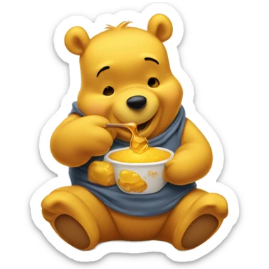 Winnie the Pooh eating honey sticker