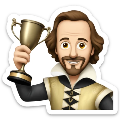 William Shakespeare holds the winner's cup in his hand sticker