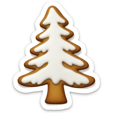 white frosted gingerbread cookie shaped like a pine tree sticker