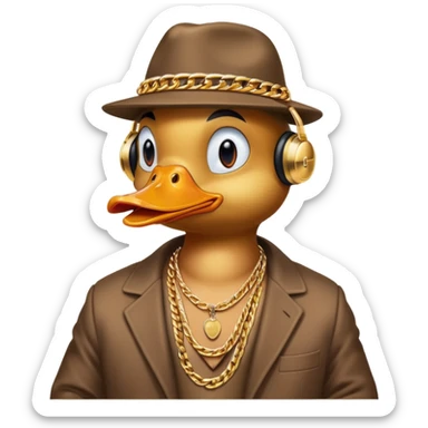 A gangster duck listening to rap music sticker