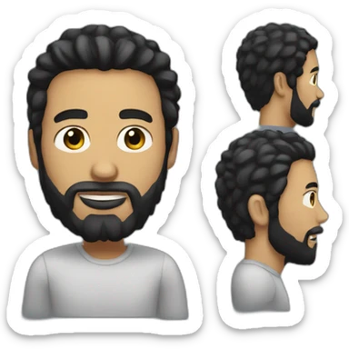 men with a beard and black semi long hair sticker