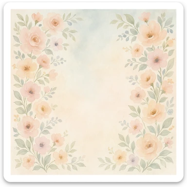 elegant floral backdrop decoration, pastel colors, watercolor style sticker