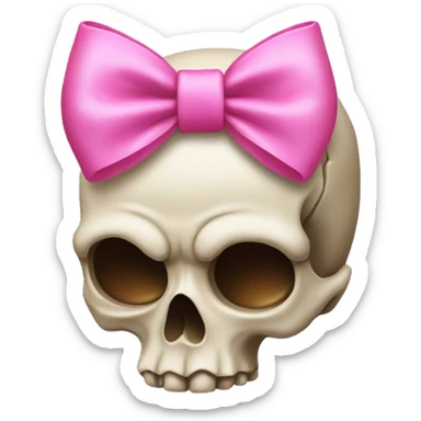 skull emoji with a pink bow on its head sticker