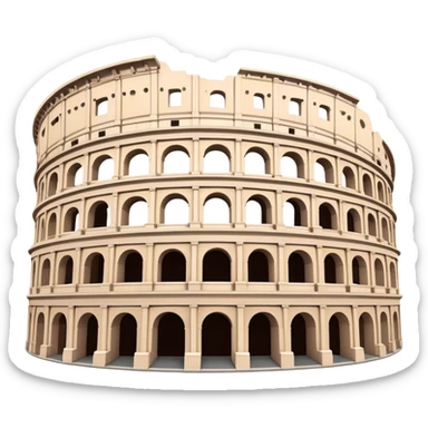 Cinematic Realistic Colosseum Landmark Emoji, depicted as the ancient Roman amphitheater rendered with dramatic architectural detail and dynamic lighting. sticker