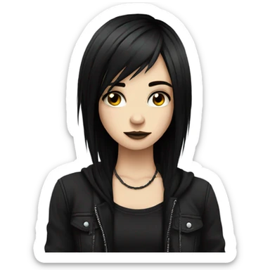emo girl with black hair and emo  sticker