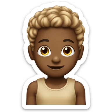 bambino capelli marroni con maglietta beige sticker