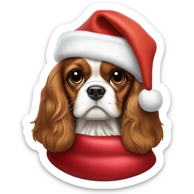 King Charles spaniel with a Santa hat  sticker