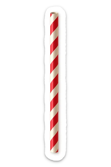 Edit the image to make the straw striped with classic red and white stripes, keeping the design simple and clear, on a transparent background. sticker