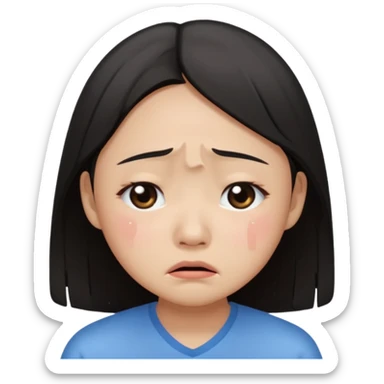Crying asian girl with clean vibe sticker