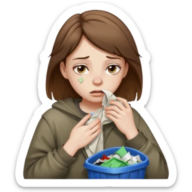 brown haired girl who smells like garbage with it around her sticker