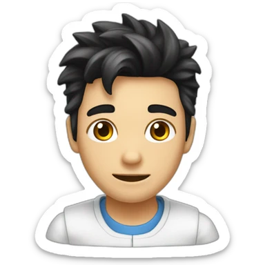 chemistry boy with black hair combed to the right and his instumants on his hand sticker