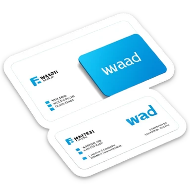 3D minimal corporate card featuring bold #FF3D00 accents. Display the exact text ‘WAD’ only (no other letters, no numbers, no chip, no logos). Clean, modern, high-end style.. sticker