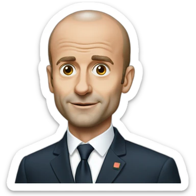Emmanuel Macron with baldness sticker