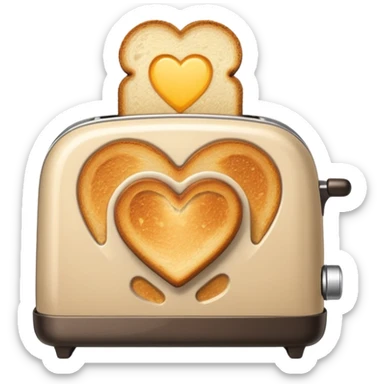 Light Beige heart toaster with toast  sticker