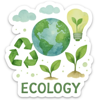 watercolor style ecology sticker