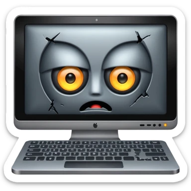 Dead computer with x as eyes sticker