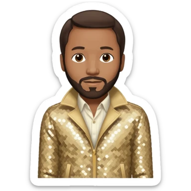 Marvin Gaye with dark brown hair, cream sequin outfit sticker