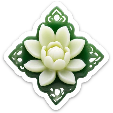 A white Rectangle Chinese style water-lily-patterned jade ornament sticker