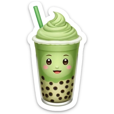 matcha latte with boba and ice without stick and add a lil coffee  sticker