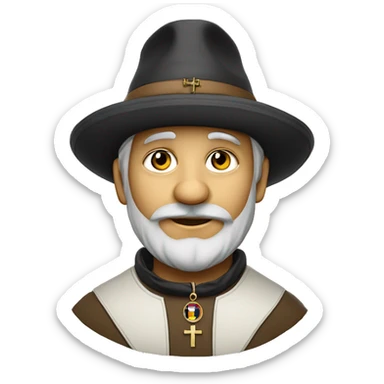 Baltic German Russian Métis Quaker Wearing Quaker Hat & Cross Necklace sticker