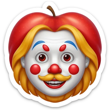 apple clown emoji with long hair sticker