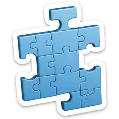 A Cambridge blue colored  piece of puzzle, half standing sticker
