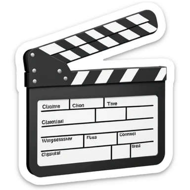 diagonal view of clapperboard outline, ultra simple black outlines only sticker