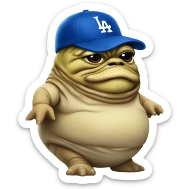 Jabba the Hutt with an LA dodgers hat sticker