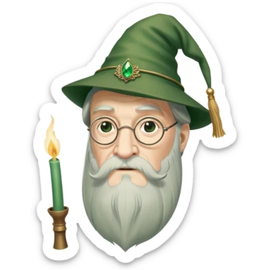 albus dumbledore from harry potter with green tasseled smoker hat and decorative motifs, without gem sticker